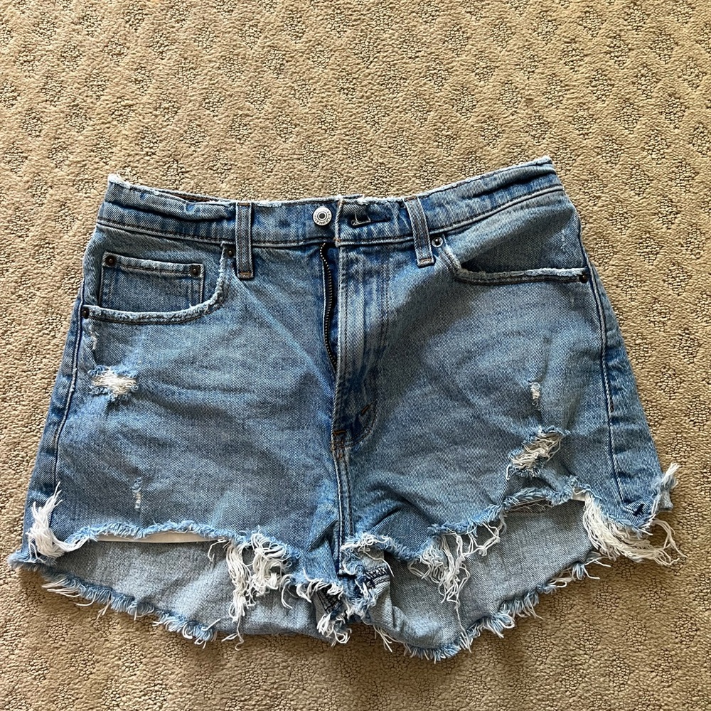 Abercrombie & Fitch Light Blue Distressed Jean Shorts